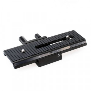 Quenox/Fotomate LP-01 Makro/Stereo-Einstellschlitten (Makroschlitten, Kameraschlitten, Fotoschlitten, Makroschiene, Stereoschlitten) für kleine DSLRs, Systemkameras und Kompaktkameras Verstellweg 10cm-22