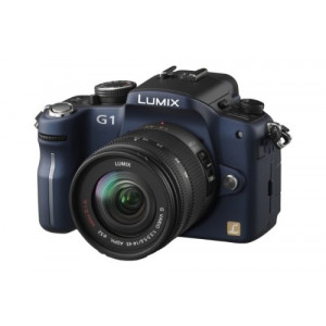 Panasonic Lumix DMC-G1K SLR-Digitalkamera (12 Megapixel, LiveView) blau inkl. Vario 14-45 mm F3,5-5,6-22
