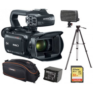 Kit Camcorder Canon XA30 HD CMOS Pro 1/2,84" MP4 ZOOM 20x + battery Hähnel HL-C820 capacity 1840mAh, 7.4V, 13.6Wh + Sandisk 32GB 60MB/s 40MB/s + Manfrotto MVK500AM + bag + LED Light ML840H-21