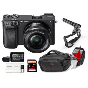 Kit Sony Digital Camera Alpha a6300 Mirrorless Digital Camera + Lens 16-50mm + Memory Card Sandisk 64GB + Cage 8Sinn with Handle + Bag CC-191 + 2 Batteries HL XW50 + 1 Battery Charger-21