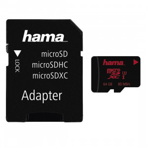 Hama microSDXC 64GB UHS Speed Class 3 UHS-I 80MB/s + Adapter/Action-Cam-22