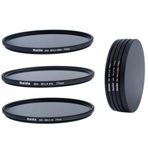 Slim Neutral Graufilter Set 77mm bestehend aus ND8, ND64, ND1000 Filtern 77mm inkl. Stack Cap Filtercontainer + Pro Lens Cap mit Innengriff-22