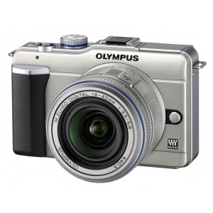 Olympus PEN E-PL1 Systemkamera (13 Megapixel, 6,9 cm (2,7 Zoll) Display, Bildstabilisator) champagner mit 14-42mm Objektiv silber-22