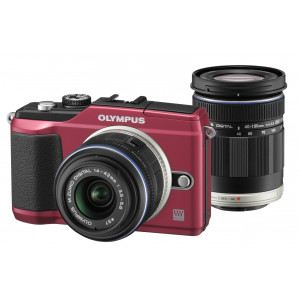 Olympus E-PL2 Systemkamera (12 Megapixel, 7,6 cm (3 Zoll) Display, bildstabilisiert) rot mit 14-42 mm and 40-150 mm Objektiven schwarz-22