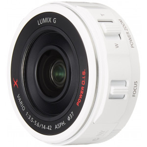Panasonic Lumix G X Vario PZ 14-42 mm PowerZoom-Objektiv mit Motor-Zoom weiß H-PS14042-W-22