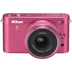 Nikon 1 J2 Systemkamera (10,1 Megapixel, 7,5 cm (3 Zoll) Display) Kit inkl. Nikkor 11-27,5 mm pink-22