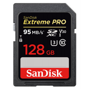 SanDisk Extreme PRO 128GB SDXC Speicherkarte bis zu 95 MB/Sek., Class 10, U3, V30-21