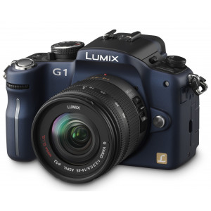 Panasonic Lumix DMC-G1K SLR-Digitalkamera (12 Megapixel, LiveView) blau inkl. Vario 14-45 mm F3,5-5,6-22