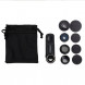 MEMTEQ® 5 in 1 Clip-On Kamera-Adapter Fischauge Objektiv Set Fischaugenobjektiv + Weitwinkel + Mikroobjektiv + 2X EXT Barlow + CPL Polfilter für alle Smartphones und Handys Schwarz-09