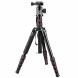 Mantona DSLM Reisestativ für System/DSLR/Kompaktkamera (143 cm (56,3 Zoll), Kugelkopf, Belastbarkeit: 5kg, drehbare Mittelsäule, kompaktes Packmaß) rot-011